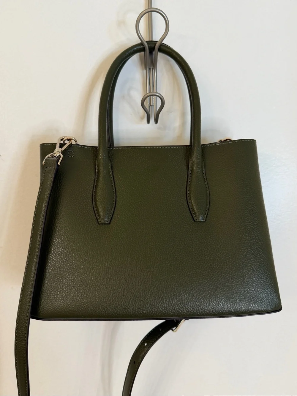 Kate Spade Eva Top Zip Satchel in Olive Green with Shoulder Strap